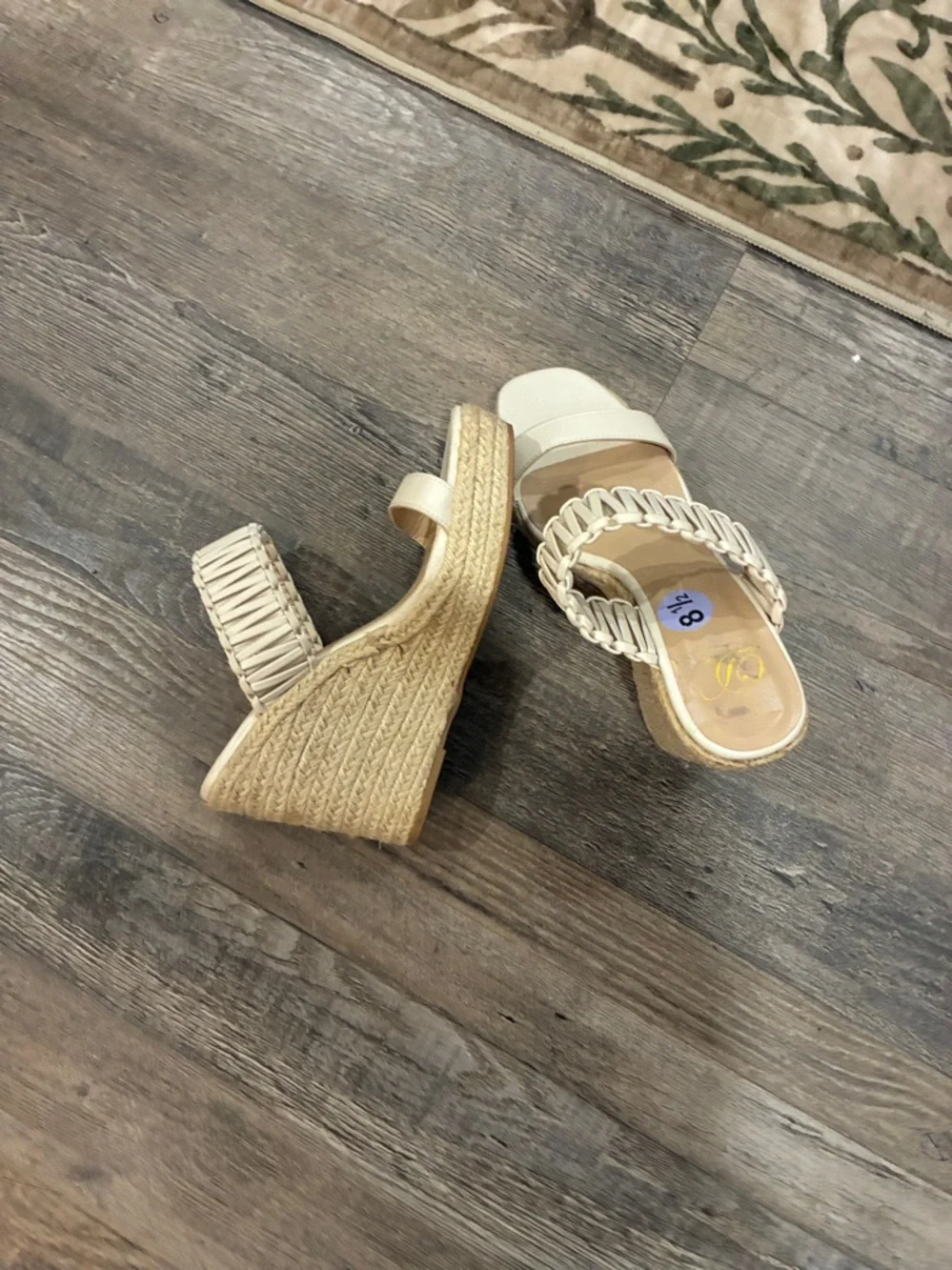 Bohemian Cream Chunky Comfy Wedge 5” Heel Open Toe Espadrilles Size 8.5 NWT